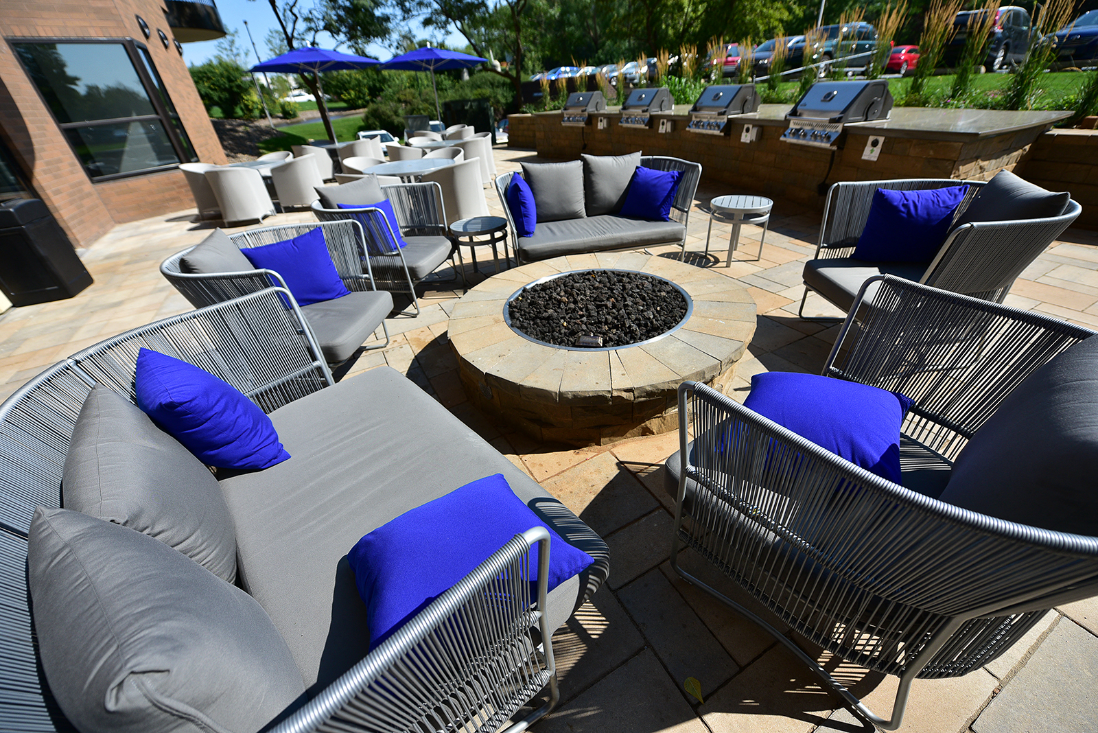 Patio with BBQ Grills and Fire Feature at Durham, Edina, 55435
